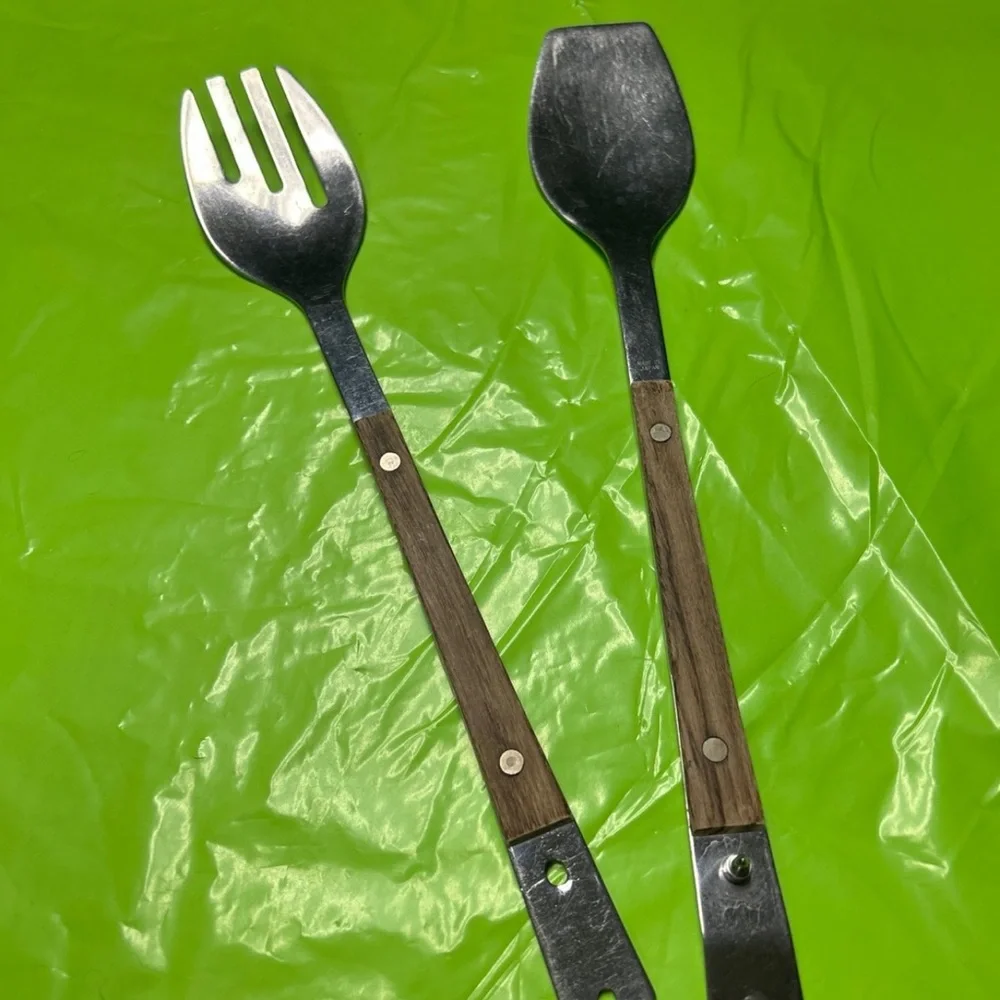 1960s Stainless Salad Server Set , MidCentury, Japan